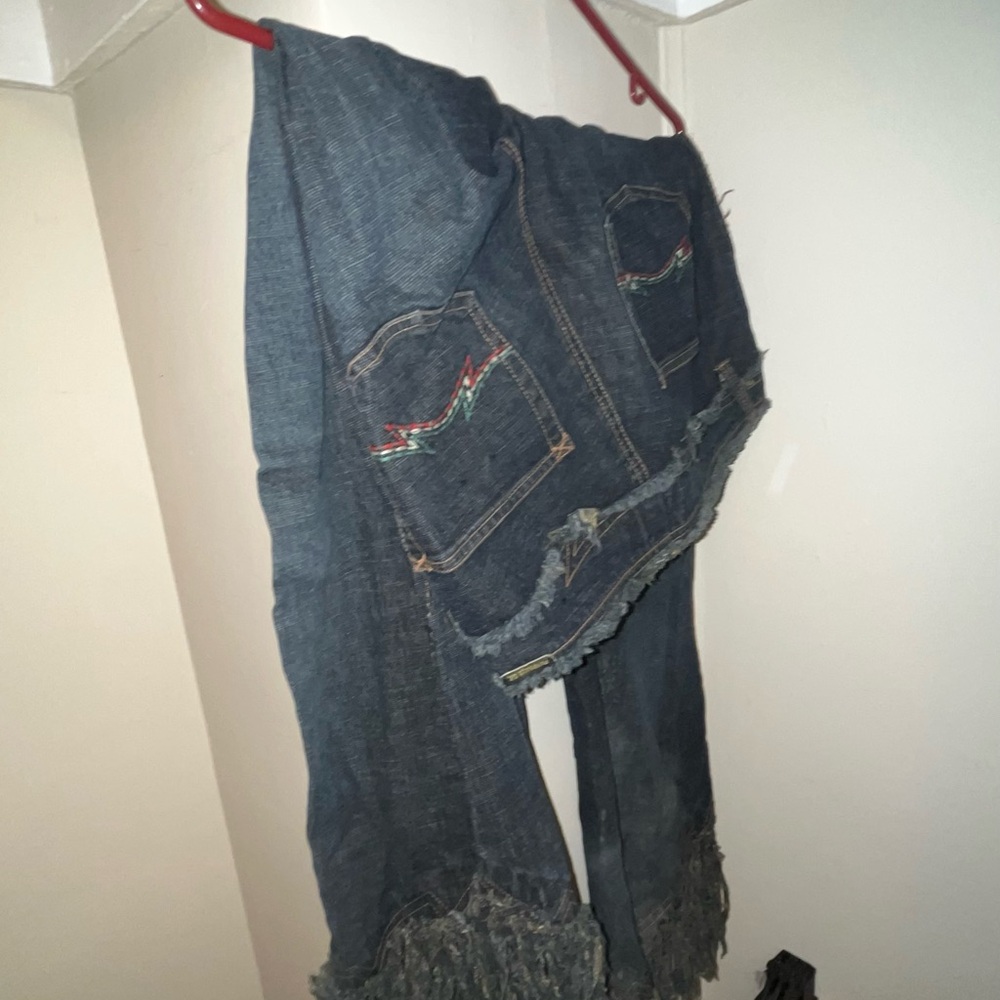 Parasuco Dark Blue Flare Jeans with Frayed Hem